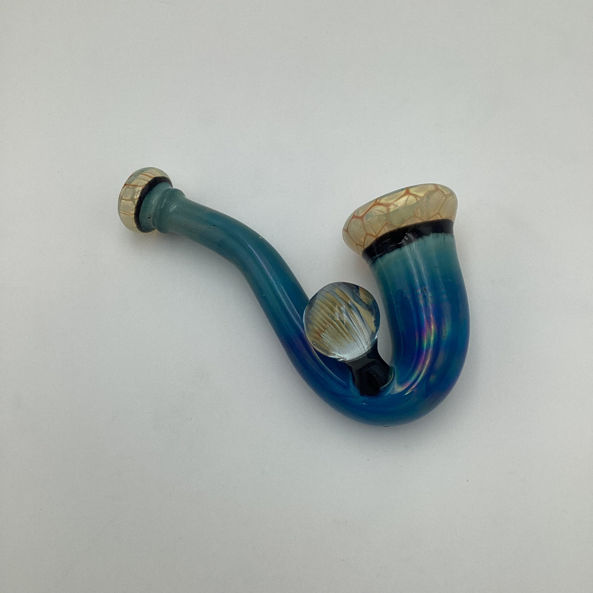 Blue Sherlock Hand Pipe with Fumed Accents