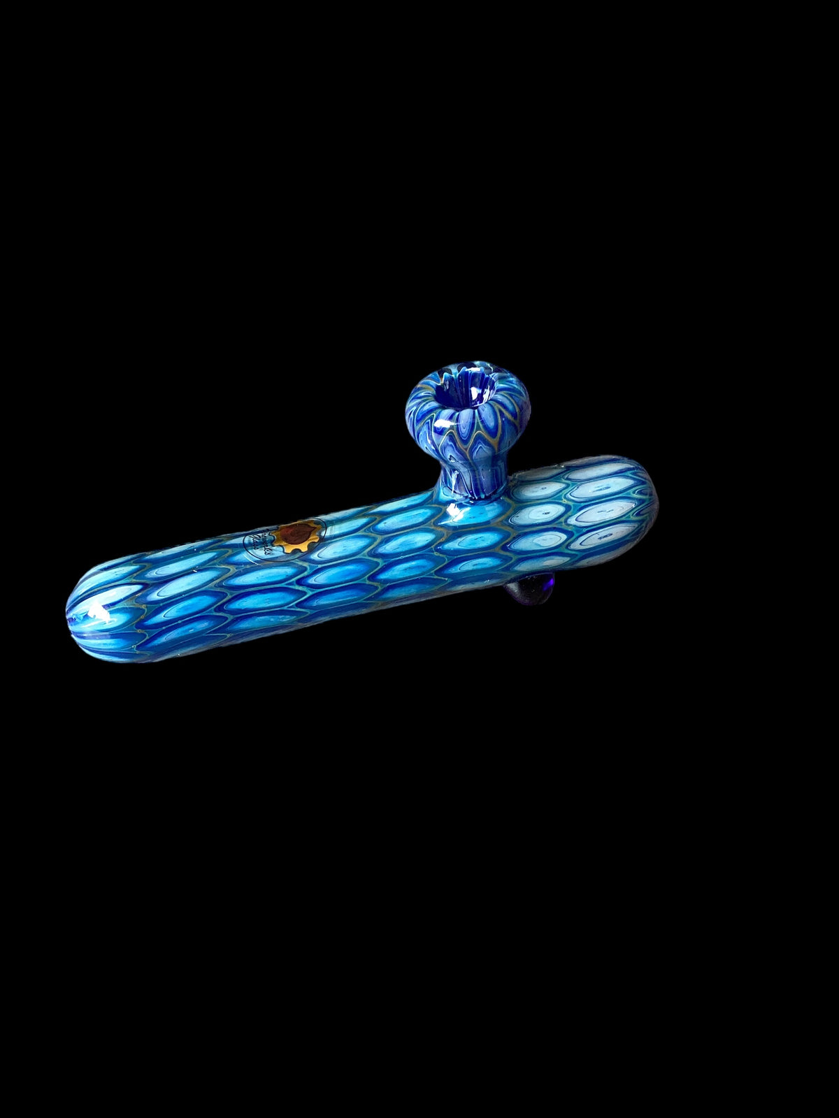 Fumed Blue Steam Roller Style Hand Pipe